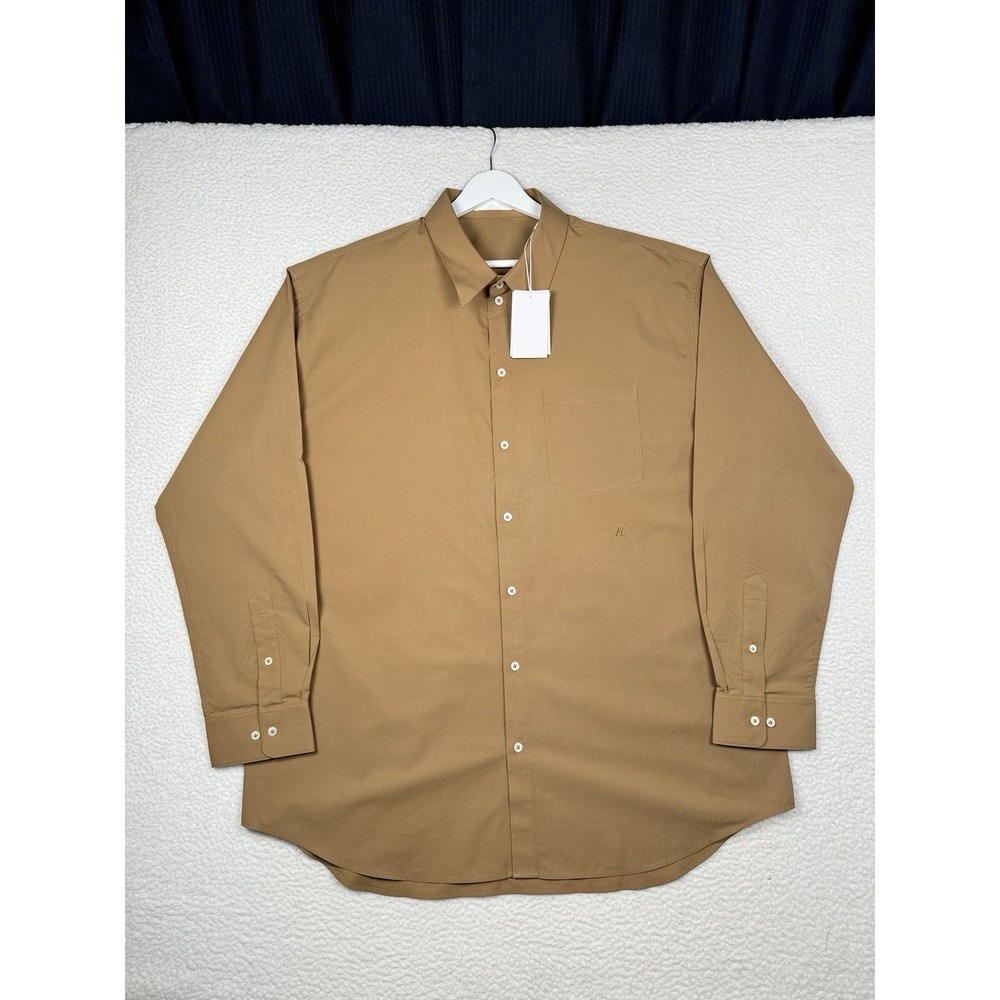 HELMUT LANG Men's Oversized Poplin Cotton Trench Pocket HLM72439 Button Shirt L